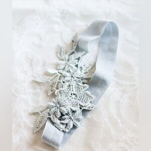 Tania Maras Lace Elastic Wedding Garters Swarovski Crystals Something Blue BHLDN
